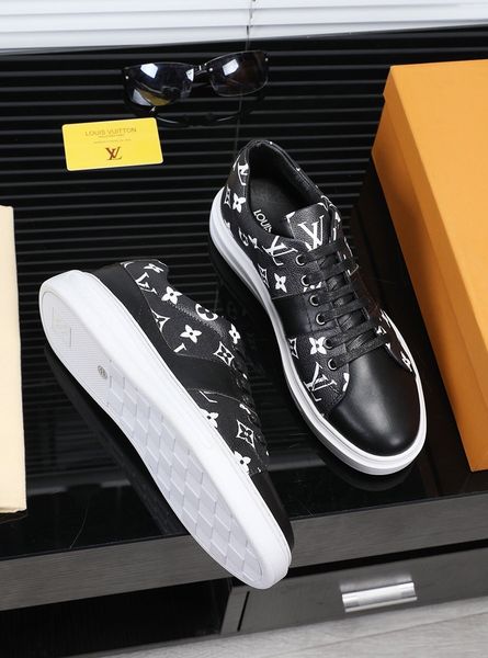 

new style high-end luxury men's casual sports shoes fashion design brand platform leather upper classic retro pattern kyse, Black