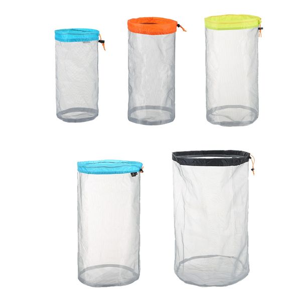 

laundry outdoor sleeping bag ultra light mesh stuff sack camping storage bags hiking tools climbing drawstring bag mma1882
