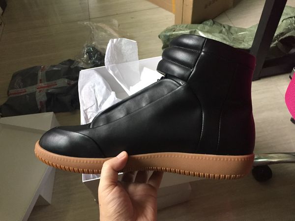 

mens style ankle boots real leather fall mans short boots casual flats shoes round toe footwear shoes38-47, Black