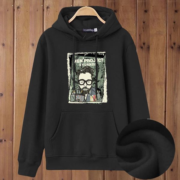 

2019 hoodie men's spring and autumn new style slim fit hooded pullover hoody fashion coat trendy letters printed coat, Black
