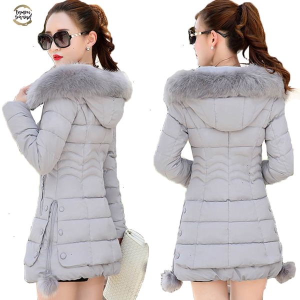 

parkas fur women down jacket plus size womens parkas thicken outerwear hooded winter coat female jacket cotton padded, Black