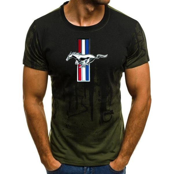 

mustang t-shirt men gradient color short sleeve beefy muscle basic solid blouse tee shirt casual funny tshirt summer n