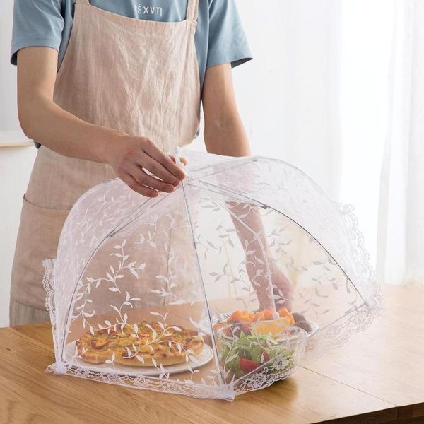 

folding cover table net umbrella mesh screen protector anti mosquito tent dish cover table mesh kichen tools