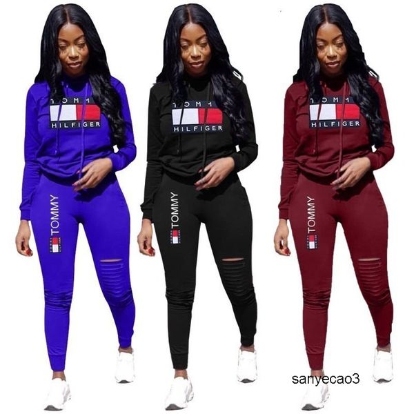 

women hole pants set long sleeve sportswear jacket tracksuit hoodie legging 2 piece set sports suit outerwear tights24q2, Gray