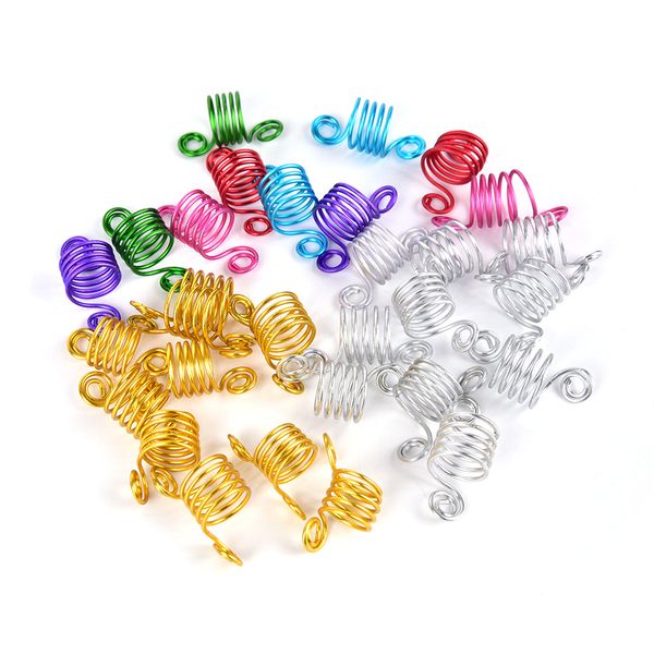 

10pcs/lot fashion aluminum hair braid dreadlock beads cuffs clips hair extension accessories braid spiral for, Brown