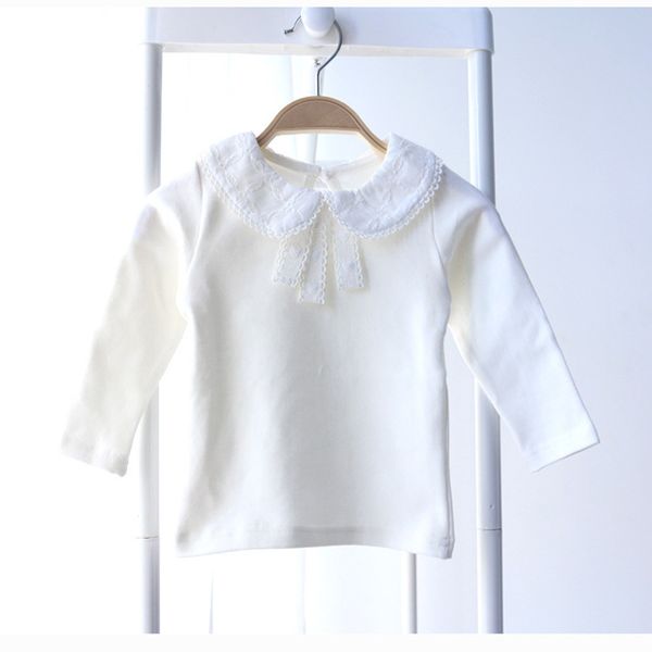 

осень детская рубашка мода детские топы питер пэн воротник хлопок футболки девушки с длинным рукавом детская одежда bc422 y200409, Blue