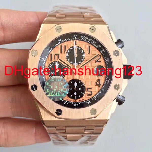 

2019new product super a quality 18k gold men's stainless steel watch imported cla.3126 automatic machinery 42mm26470 men's watch, Slivery;brown