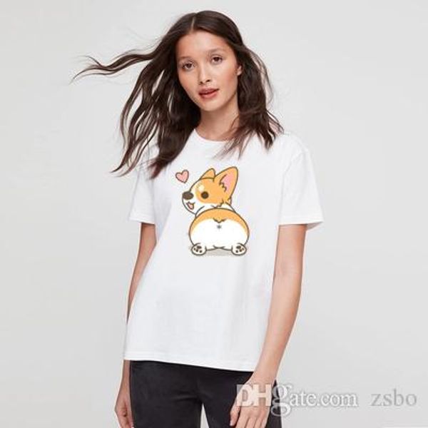 

fashion kirky pattern print t shirts for women casual short sleeve crew neck t-shirt loose fix tees tshirt mc63, White