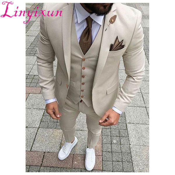 

linyixun custom made ivory wedding suit for man bespoke light navy blue slim fit groom tuxedos prom suits men 2019 3 pieces, White;black
