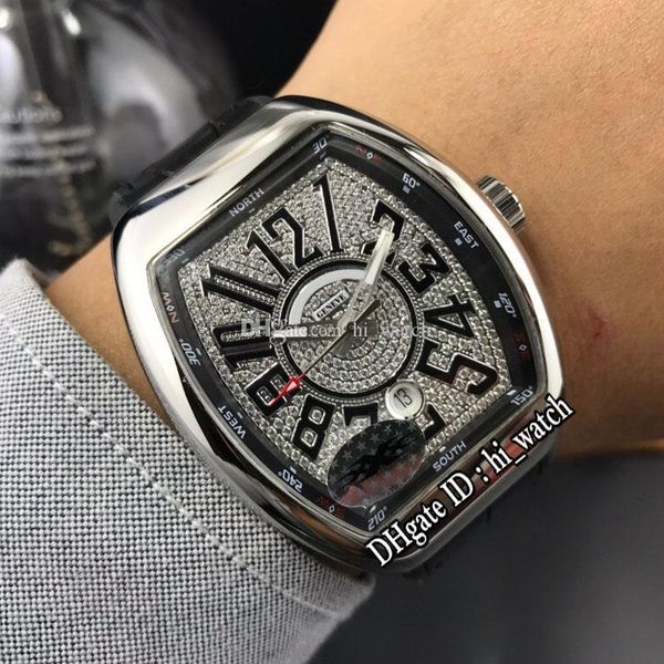 

new yachting v45 yachting automatic mens watch steel case black inner diamond dial big number markers black leather rubber hi_watch e150, Slivery;brown