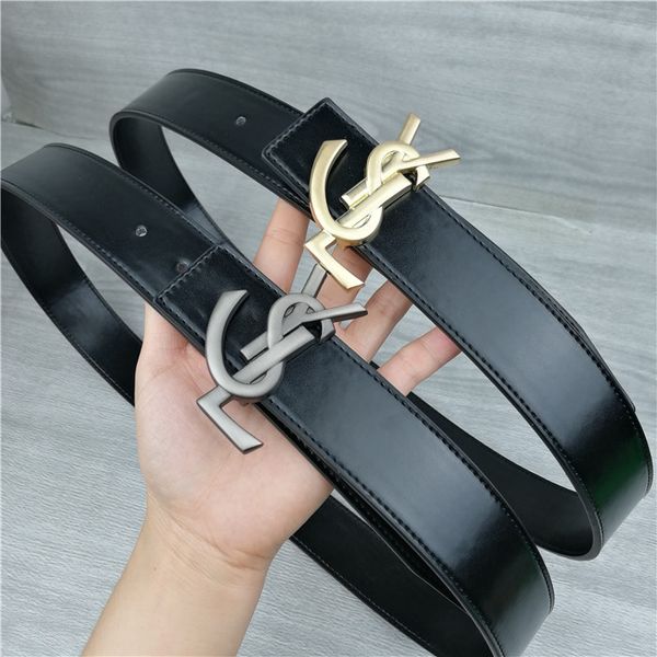 

Top designer leather belt fashion luxury women letter smooth belt belt gold silver buckle summer women dress jeans accessories wholesale