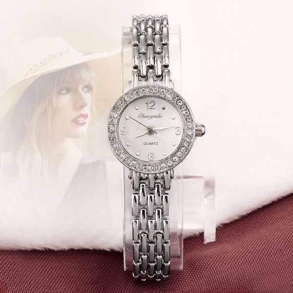 

2019 new arrive fashion and casual ladies watches silver bracelet luxury crystal watch oem round ultra slim dress quartz watches, Slivery;brown