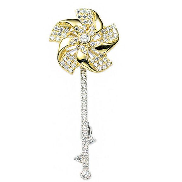 

metal copper brooches men's grade suit party women's anti-exposure rotatable windmill brooch classic exquisite gifts, Gray