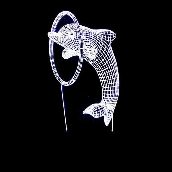 

touch discoloration vision lamp dolphin jump circle colorful gradual change three-dimensional small night-light originality gift desk lamp