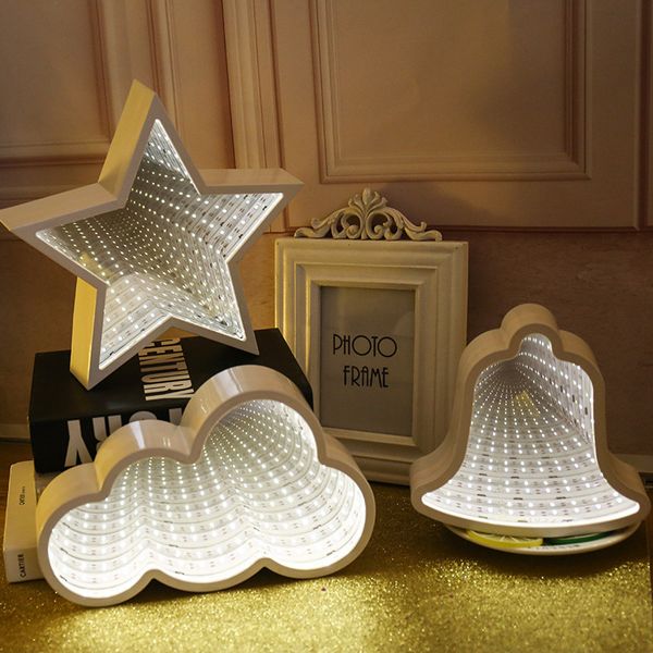 

novelty night light 3d star could heart light infinity mirror tunnel lamp mirror tunnel light home decor for kids baby toy gift