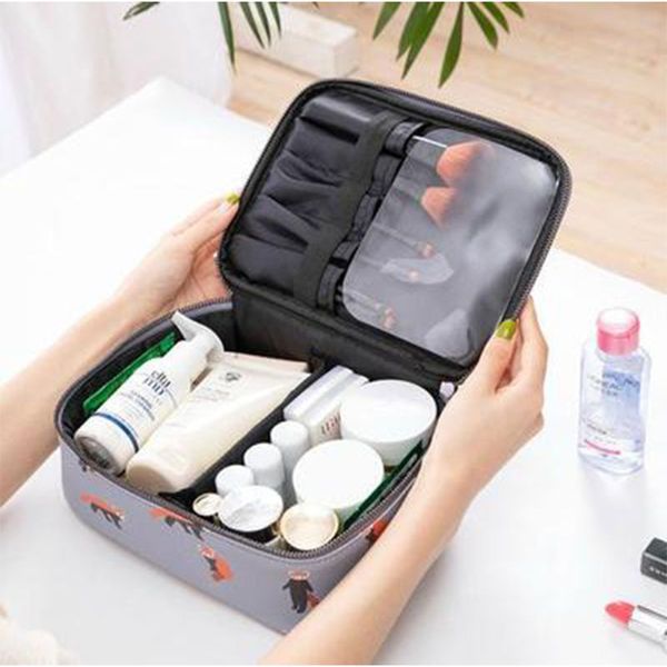 

new style ins south korea simple soft pink girl's heart cosmetic case online celebrity cosmetic bag portable portable storage ba