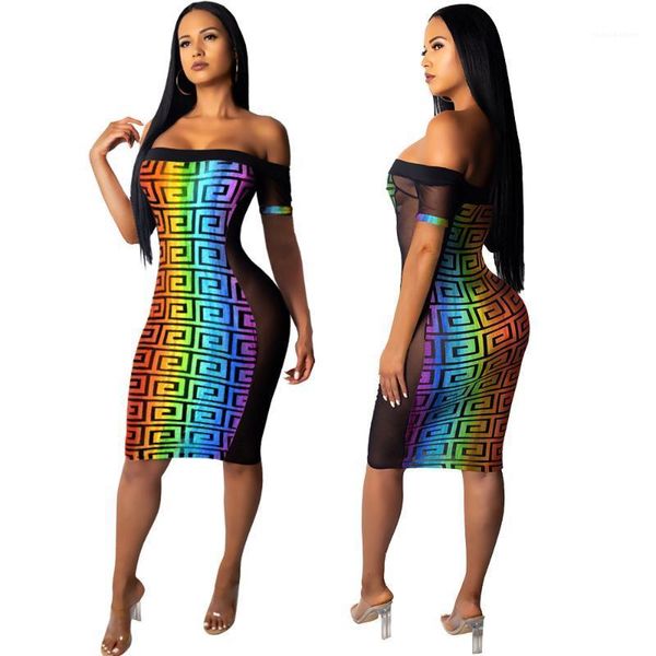 

women rainbow tie dyed strapless dress summer bodycon dresses mesh dress, Black;gray
