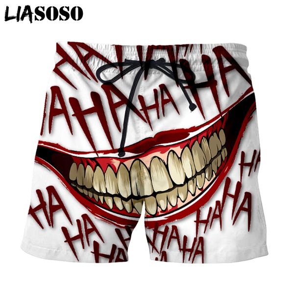 

liasoso 3d print creative joker haha men's shorts beach casual shorts boardshorts trousers boxer shorts/trunks x2703, White;black