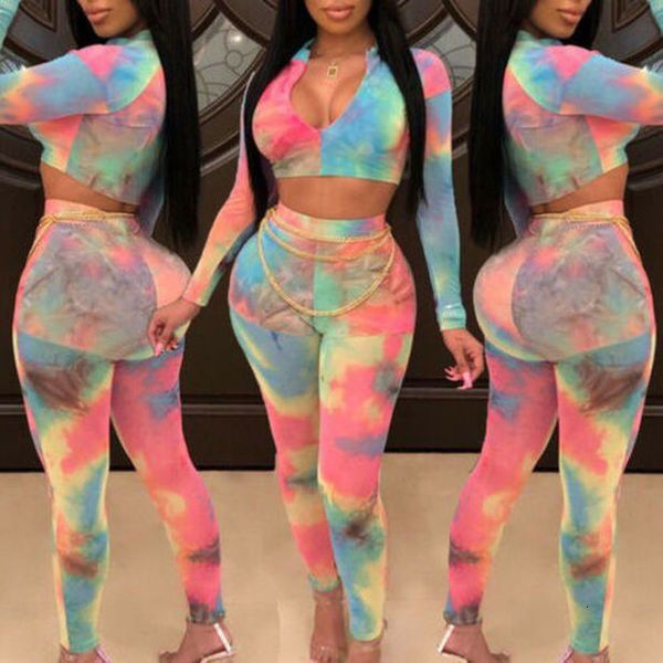 

2 two piece set women long sleeve o neck crop and long pants set multi color printed fashion tracksuit women 2019, Gray