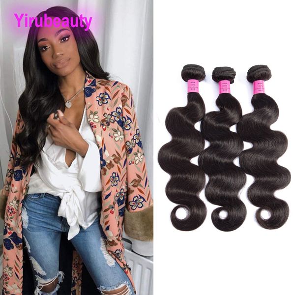 

malaysian human hair wholesale body wave 3 pieces/lot yirubeauty double wefts body wave three bundles natural color, Black