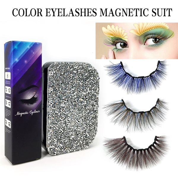 

2019 new magnetic liquid eyeliner & colorful magnetic false eyelashes set waterproof long lasting eyeliner eyelash extension