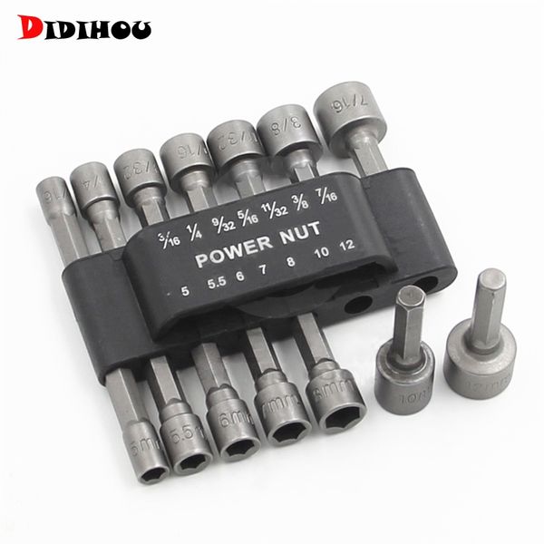 

9/14 pcs/set magnetic hex socket sleeve wrench set nozzles nut driver screwdriver accessories 5-13mm powerful drill power tools