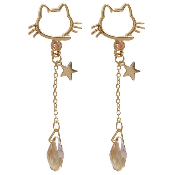 

wholesale 10 pair/lot fashion jewelry metal kitty cat earrings, Silver