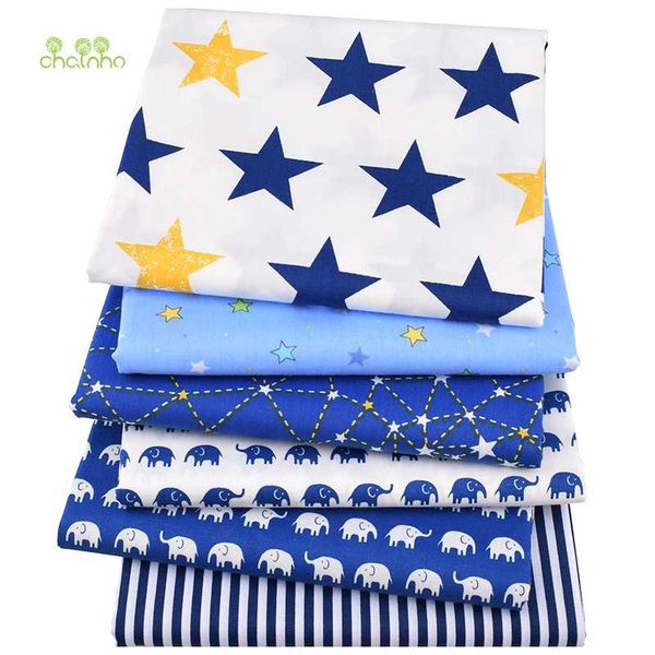 

chainho,6pcs/lot,blue series,pirnt twill cotton fabric patchwork cloth for diy quilting sewing baby&child sheets dress material, Black;white