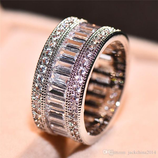 

victoria princess ring luxury jewelry 925 sterling silver white clear 5a cubic zirconia cz diamond party women wedding bridal ring gift, Slivery;golden