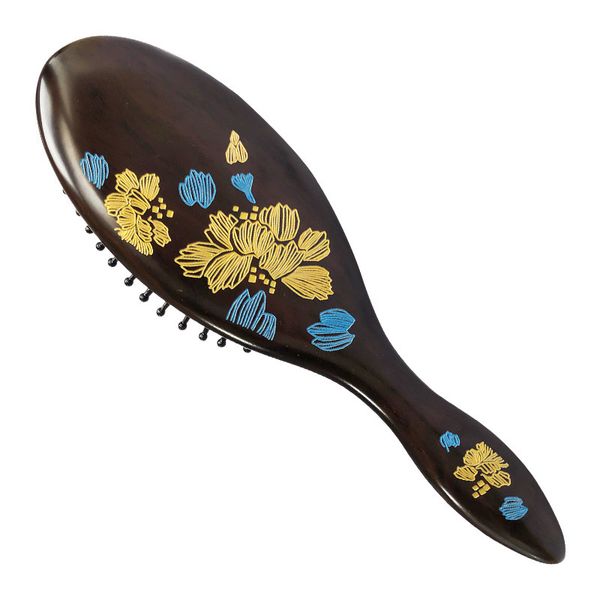 

natural sandalwood wood brush healthy care massage hair combs antistatic detangling airbag hairbrush hair styling tool, Silver
