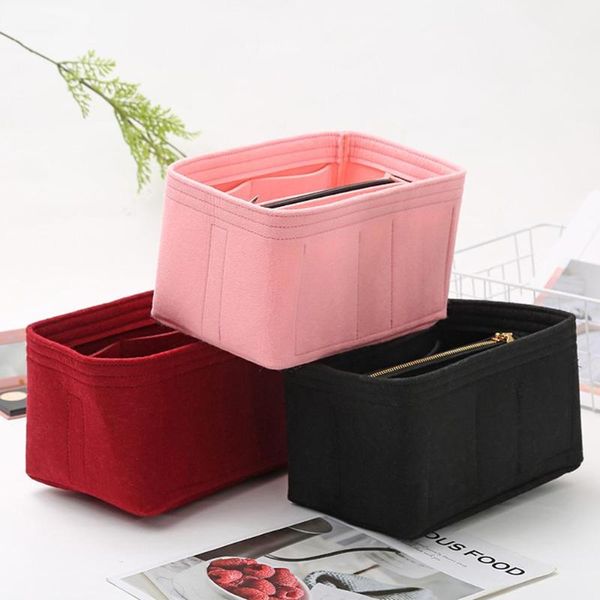 

portable travel large capacity felt zipper makeup storage bag cosmetic organizer