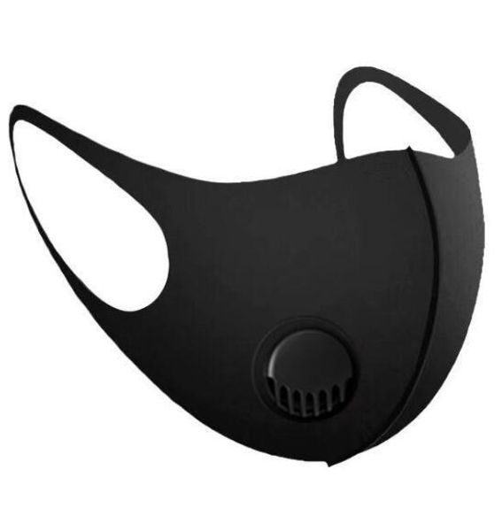 Maschera per il viso in seta di ghiaccio con valvola respiratoria Maschera lavabile Maschere protettive riutilizzabili anti-polvere PM2.5 nera Maschera con valvola di riciclo GGA3303-5