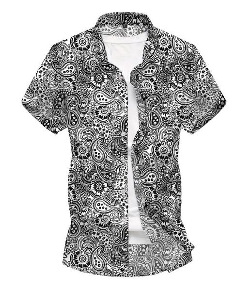 

men's shirts dress hawaiian style short sleeve cashew floral shirt for man summer blouse men party blue black, White;black