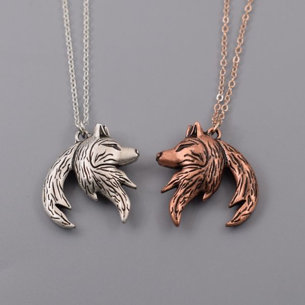 

wolf necklace relationship necklace interlocking couple pendant his and her necklaces his and hers gifts (1 pair, Silver