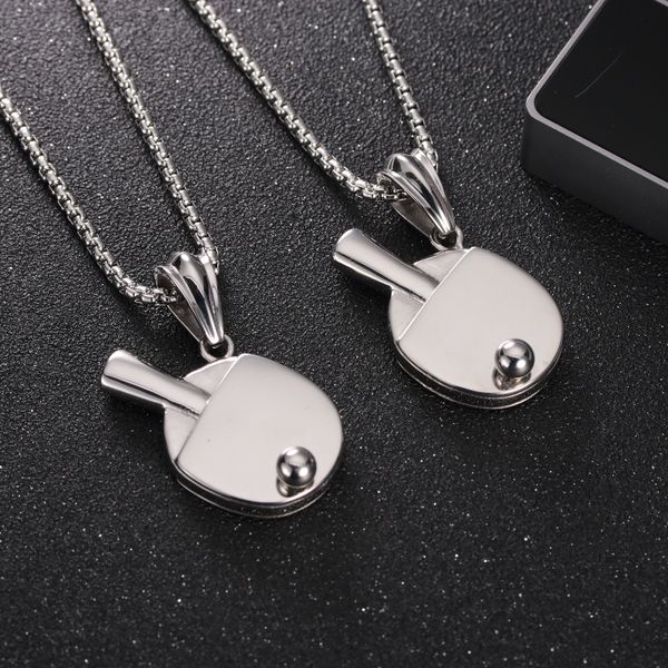 

fashion punk pingpong bat pendant necklace japanese korean style hip hop necklace ornaments women men titanium steel, Silver