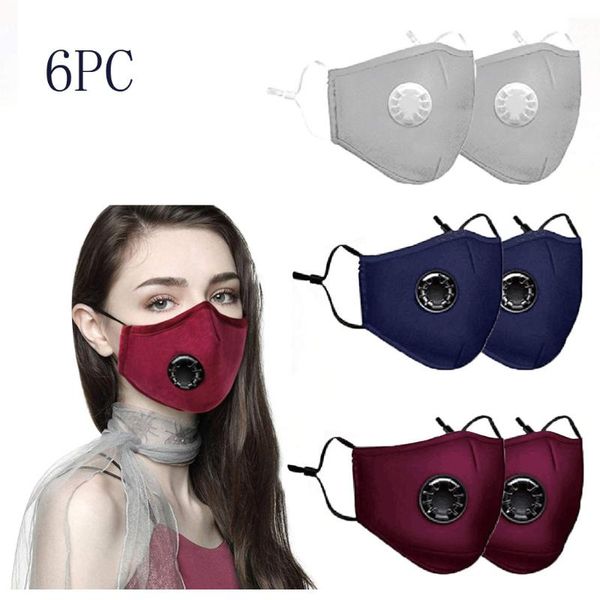 

2020 6pcs face care cover mascarilla reusable dustproof face cover windproof foggy haze pollution respirator dropshipping, Black