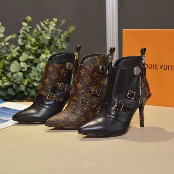 

2019 original canvas over-the-knee boot branded ladies riding boots luxury designer women shoes thigh high heels boots womens big size, Black