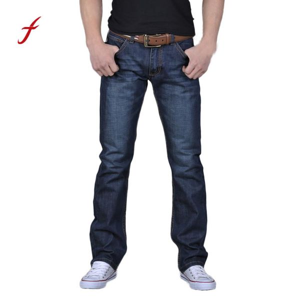 

feitong 2018 men's casual autumn denim cotton hip hop loose work long trousers jeans pants men jeans pants slim fit #30, Blue