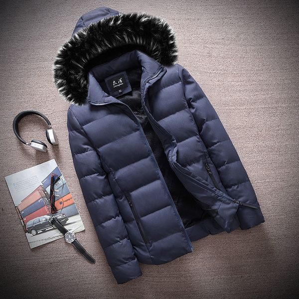 

cotton-padded parkas mens hooded jackets thick warm solid color men's coat winter windbreakers warm male overcoat outerwear 2012, Tan;black