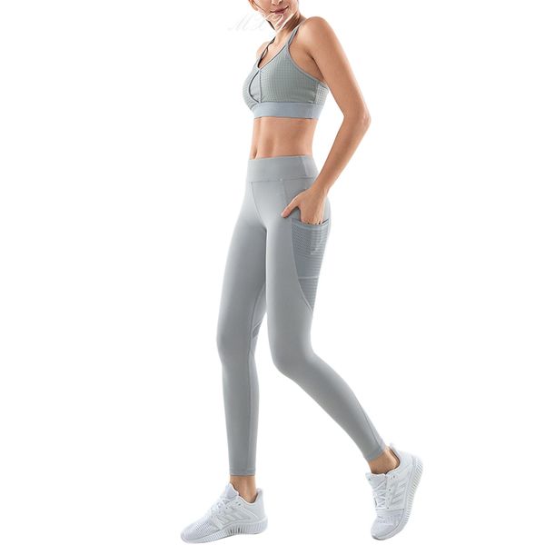 

women's running fitness gym yoga sports set beauty back strap bra hip push up leggings 2-piece yoga set sport suit, White;red