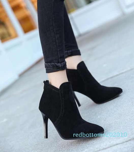 

new short , women high heels, pointed toes, plush, thin heels and all kinds of martin r100, Black