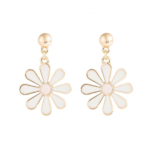 

korea daisy flower earrings for women simple temperament beautiful drop enamel earrings, Silver