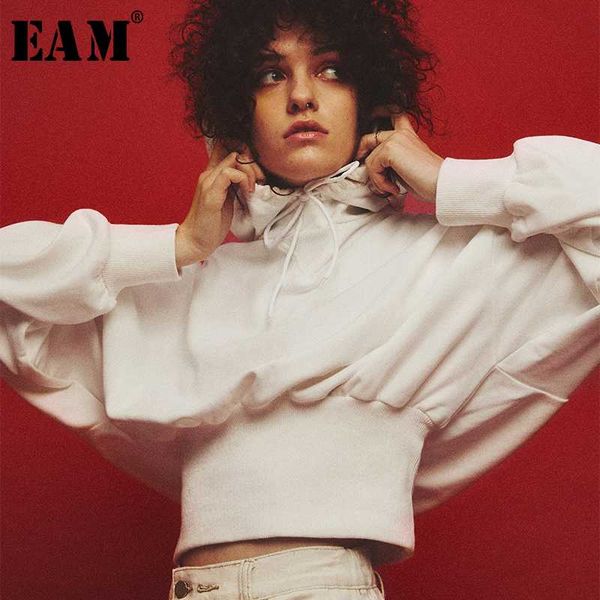 

eam] сыпучие fit brief белый короткие толстовка с капюшоном новый длинные рукава женщины большой размер мода tide весна 2020 1s257, Black