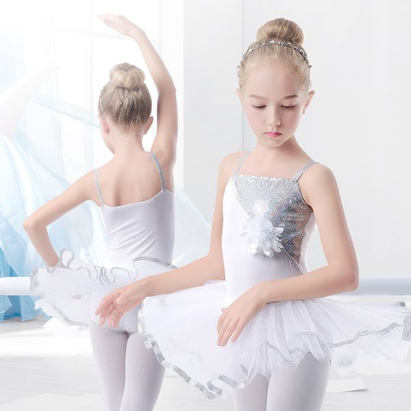 

white professional swan lake ballet costume kids sequin ballet dress girl stage performance dance wear ballerina dancewear, Black;red
