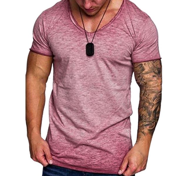 

Men Short Sleeve T-shirt New Fashion Summer Solid Color O-neck Casual Loose Slim Fit Breathable Shirts Tops