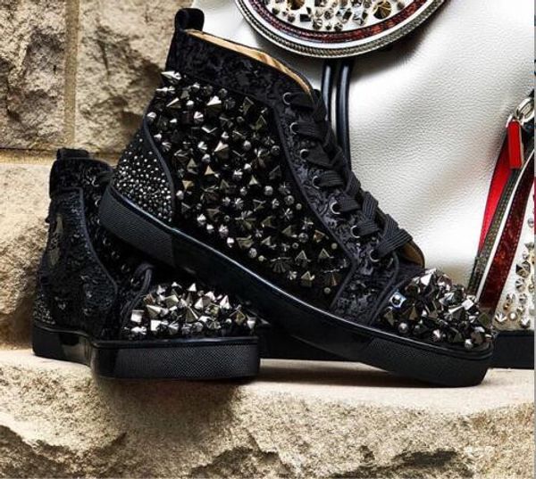 

a 1.1,original box,eu35-47]mix no limit men s flat high-louisflat new brand red bottom sneakers shoes,perfect party dress, Red;white