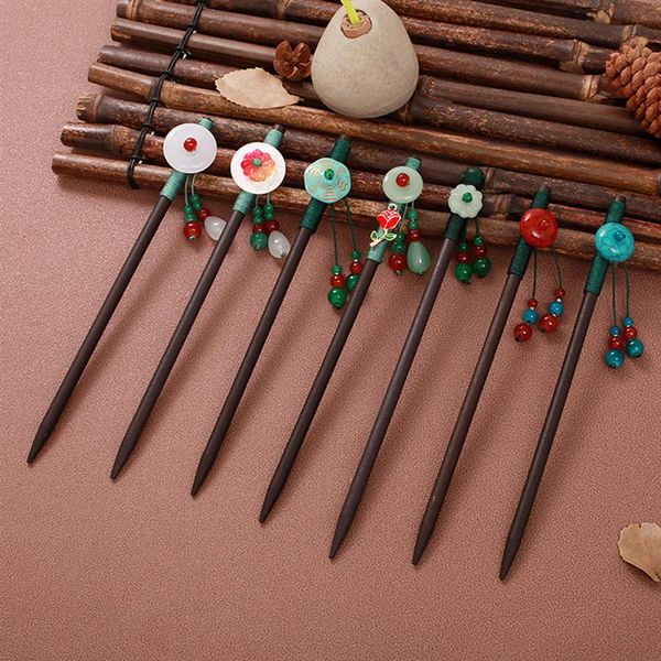 Vintage Ebony Hair Chopstick Chinese Style Pendant Hair Stick For