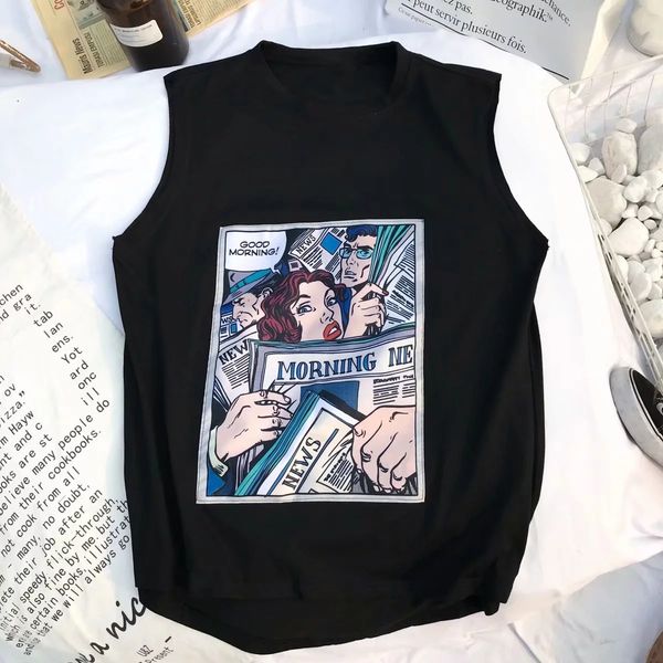 

summer mens running wear athletic & outdoor apparel vest loose sleeveless tshirt koreanstyle trend kan xiu hong kong style hip hop sports sl, Black;blue