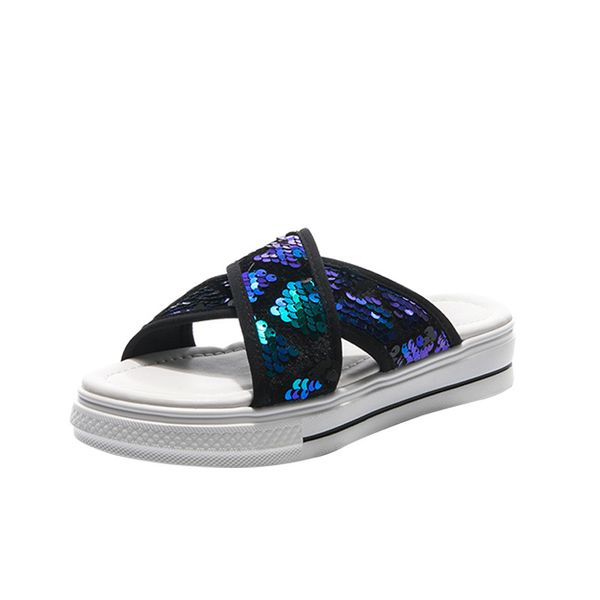 

slippers woman summer 2020 fashion slides chaussure femme shoes donna, Black