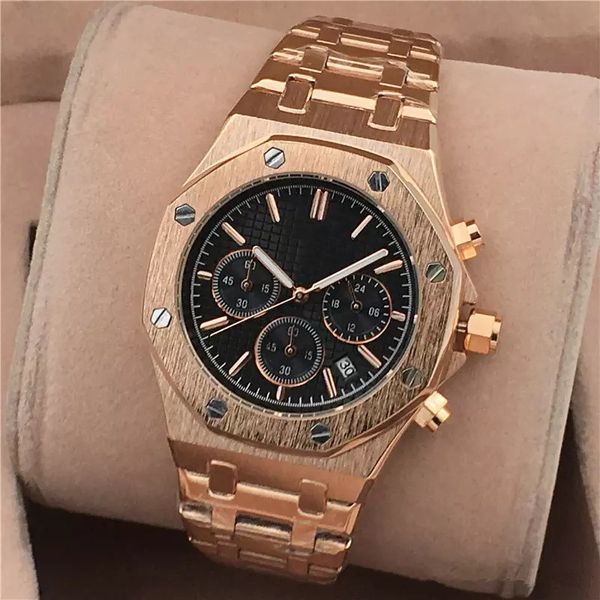 

Mens Watches Stainless Steel Quartz Wrist Luxury Watch relogies for men relojes Best Gift All Subdials Work Wholesale Free Shipping